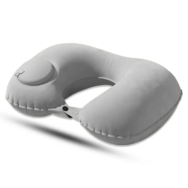 Oreiller de voyage gonflable en forme de U, pliable et portable, avec valve anti-fuite 10