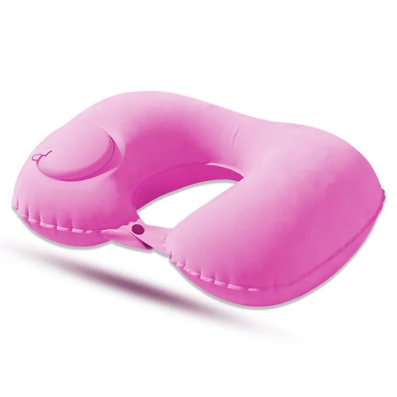 Oreiller de voyage gonflable en forme de U, pliable et portable, avec valve anti-fuite 9