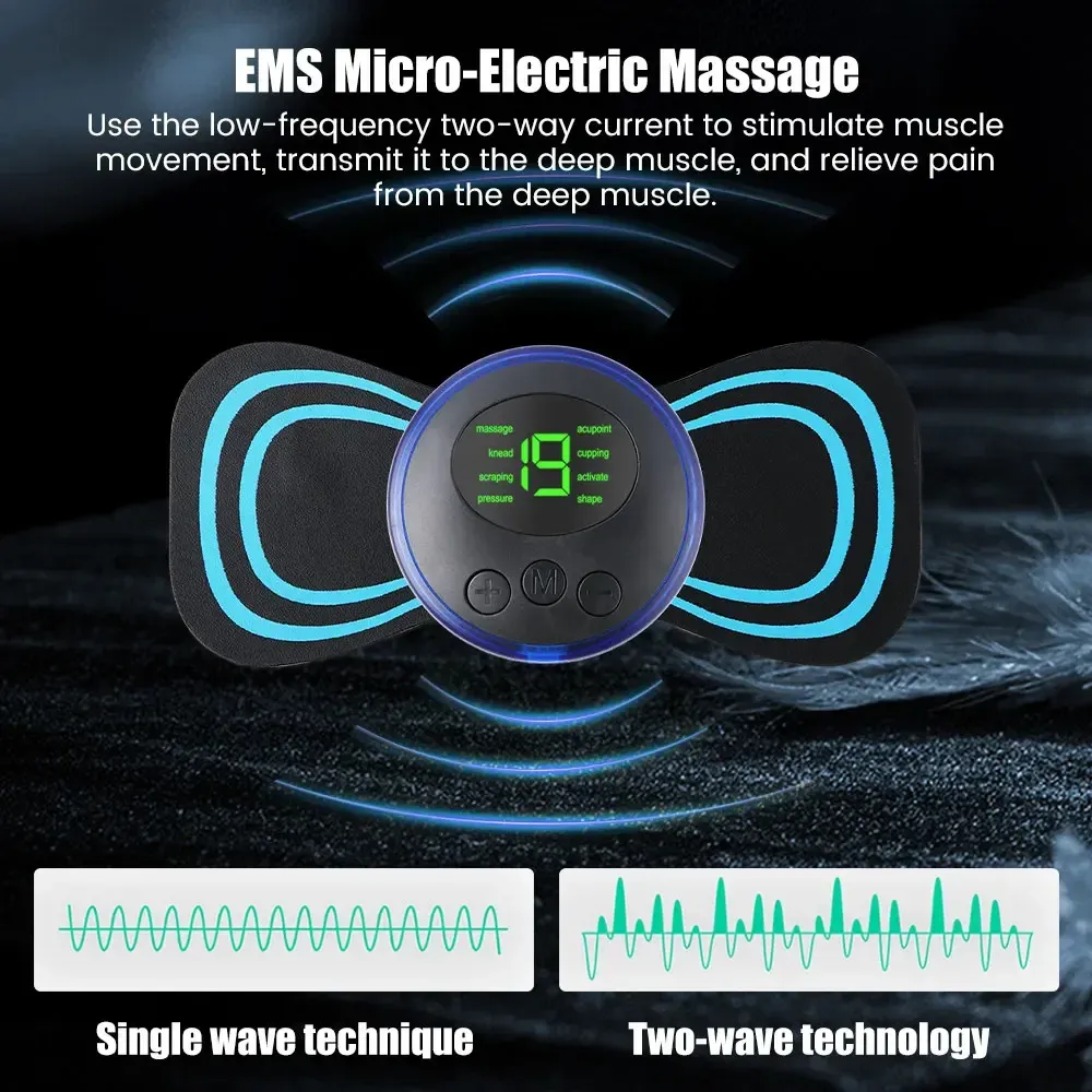 Masseur cervical EMS, mini masseur électrique pour cou à impulsions TENS basse fréquence, stimulateur musculaire pour le cou, le dos et le corps, coussinets de relaxation pour bras et jambes 3