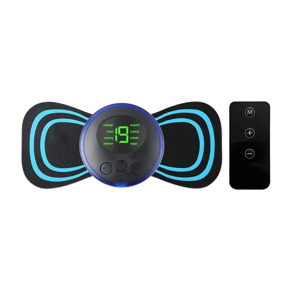 Masseur cervical EMS, mini masseur électrique pour cou à impulsions TENS basse fréquence, stimulateur musculaire pour le cou, le dos et le corps, coussinets de relaxation pour bras et jambes 12