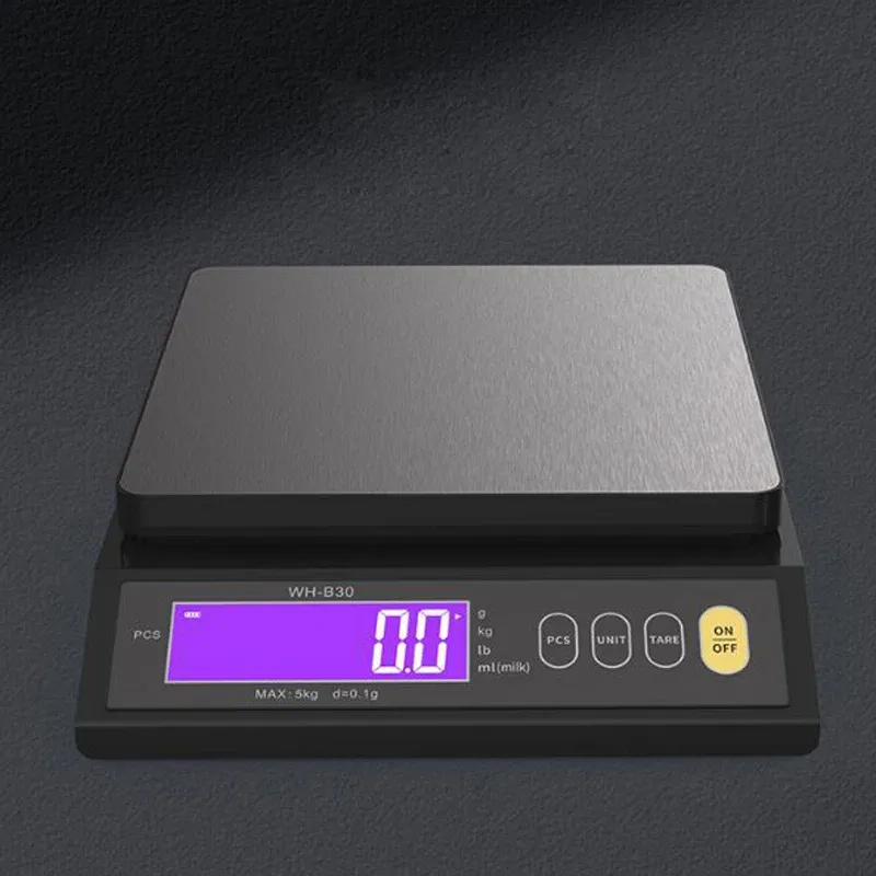 Balance de cuisine électronique étanche à écran LCD en acier inoxydable, 5 kg / 0,1 g et 10 kg / 1 g