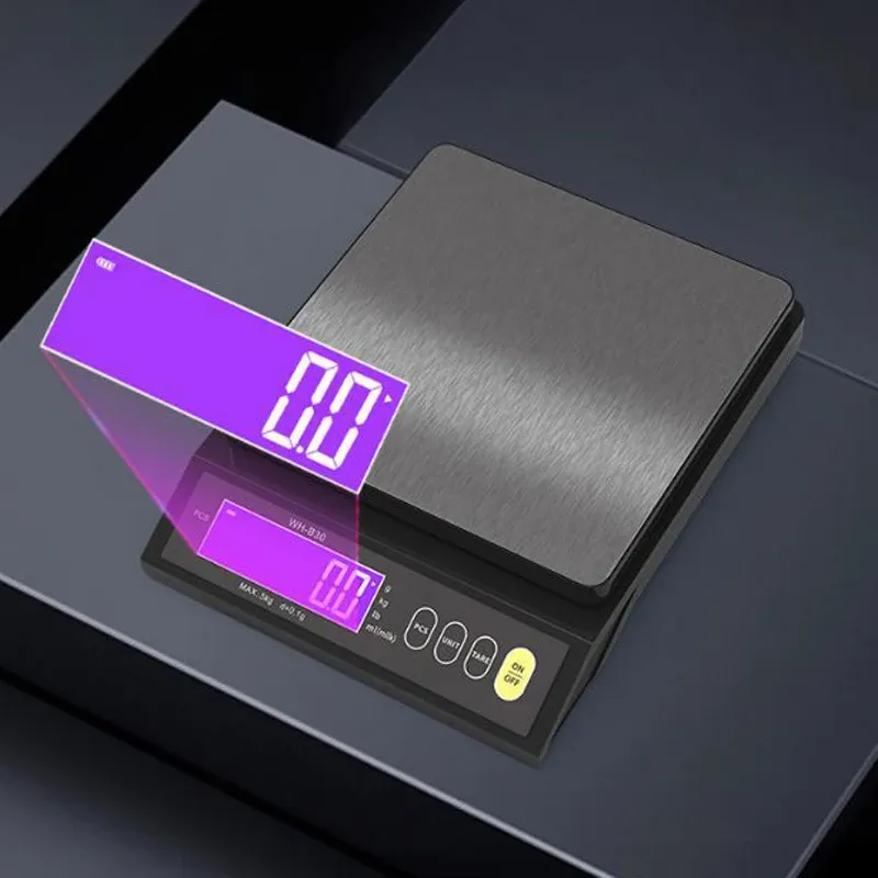 Balance de cuisine électronique étanche à écran LCD en acier inoxydable, 5 kg / 0,1 g et 10 kg / 1 g 4