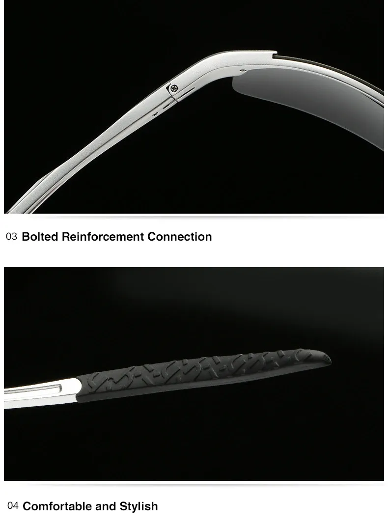 Lunettes de soleil polarisées AORON pour hommes, monture en aluminium-magnésium, protection UV400 et anti-éblouissement 3