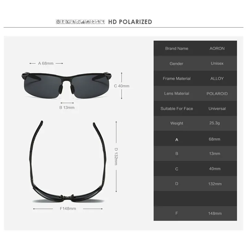 Lunettes de soleil polarisées AORON pour hommes, monture en aluminium-magnésium, protection UV400 et anti-éblouissement 4