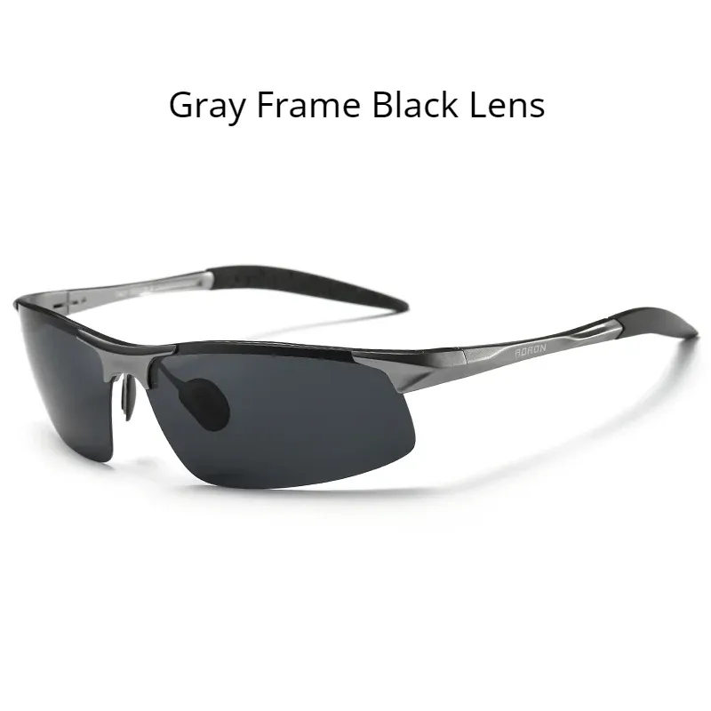 Lunettes de soleil polarisées AORON pour hommes, monture en aluminium-magnésium, protection UV400 et anti-éblouissement 16