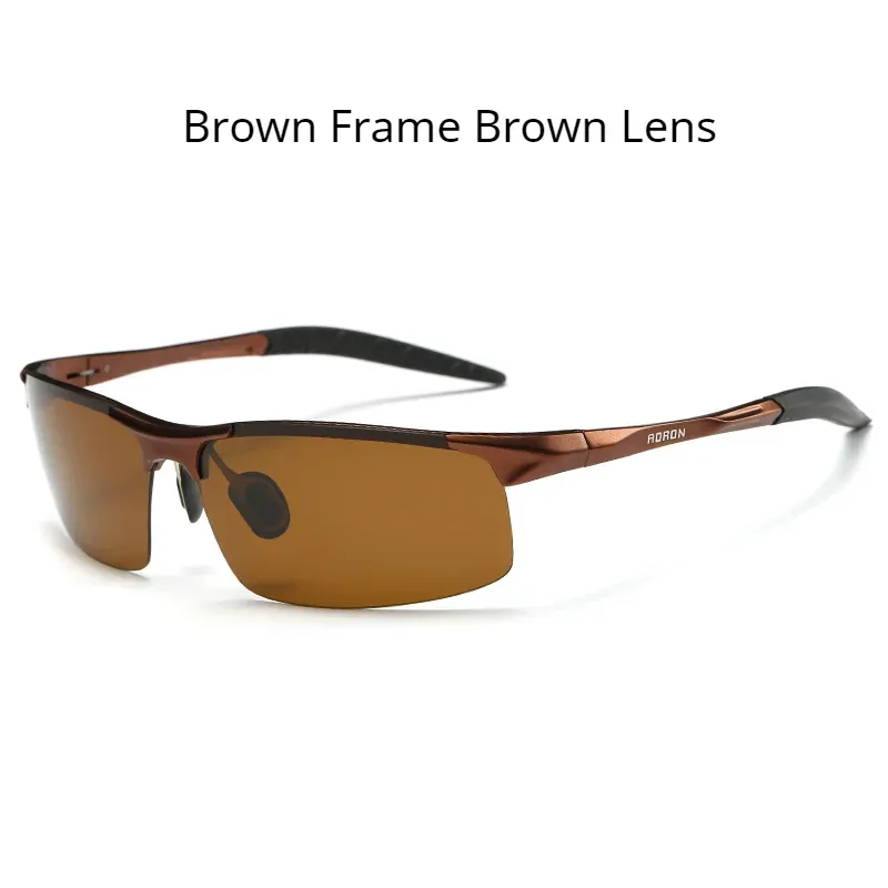 Lunettes de soleil polarisées AORON pour hommes, monture en aluminium-magnésium, protection UV400 et anti-éblouissement 18