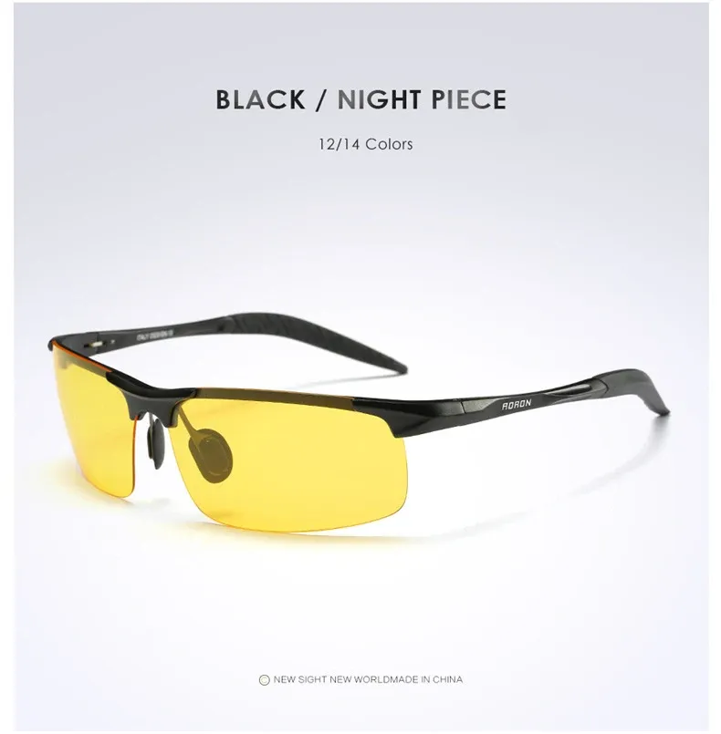 Lunettes de soleil polarisées AORON pour hommes, monture en aluminium-magnésium, protection UV400 et anti-éblouissement 12