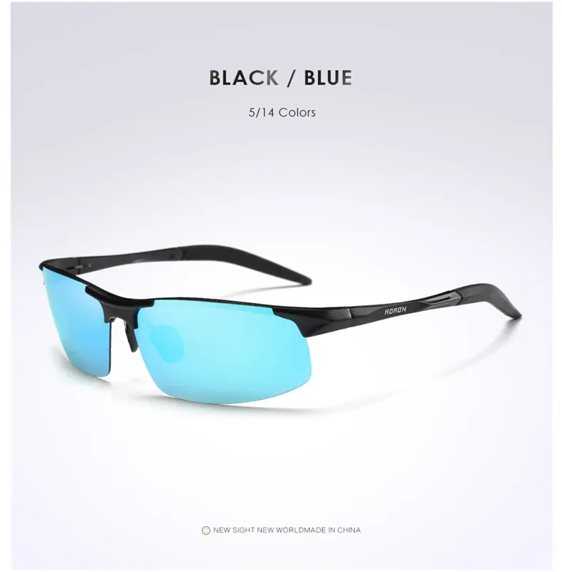 Lunettes de soleil polarisées AORON pour hommes, monture en aluminium-magnésium, protection UV400 et anti-éblouissement 11