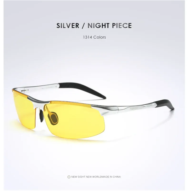 Lunettes de soleil polarisées AORON pour hommes, monture en aluminium-magnésium, protection UV400 et anti-éblouissement 9