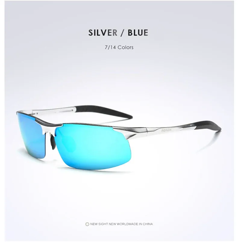 Lunettes de soleil polarisées AORON pour hommes, monture en aluminium-magnésium, protection UV400 et anti-éblouissement 14