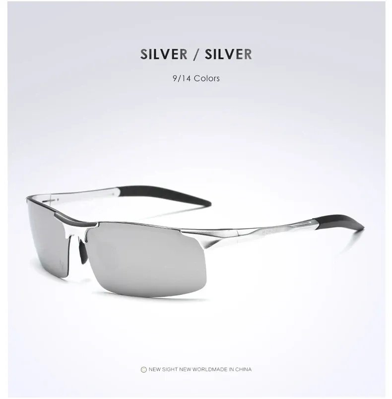 Lunettes de soleil polarisées AORON pour hommes, monture en aluminium-magnésium, protection UV400 et anti-éblouissement 13