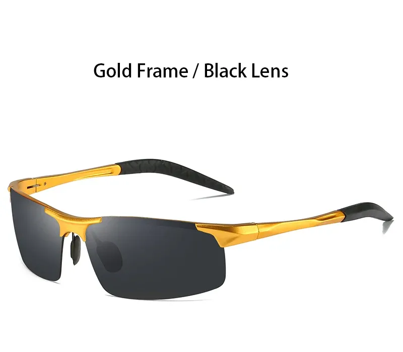 Lunettes de soleil polarisées AORON pour hommes, monture en aluminium-magnésium, protection UV400 et anti-éblouissement 8