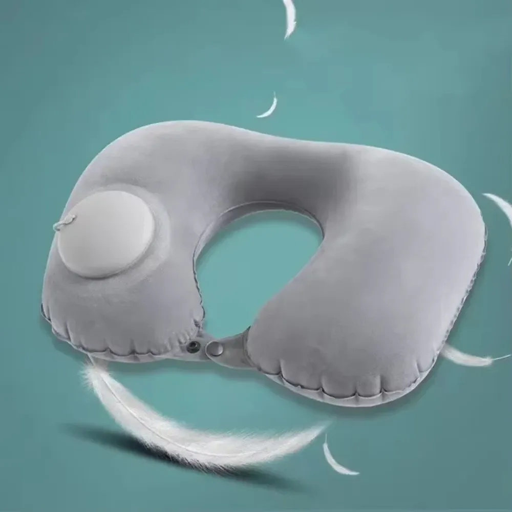 Oreiller de voyage gonflable en U, coussin de soutien cervical portable, confortable pour dormir, gonflage rapide par pression 8