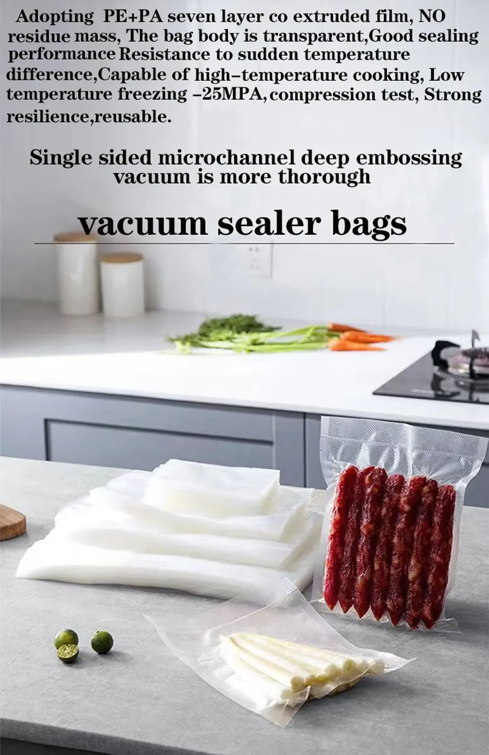 Sacs de mise sous vide réutilisables, vue détaillée