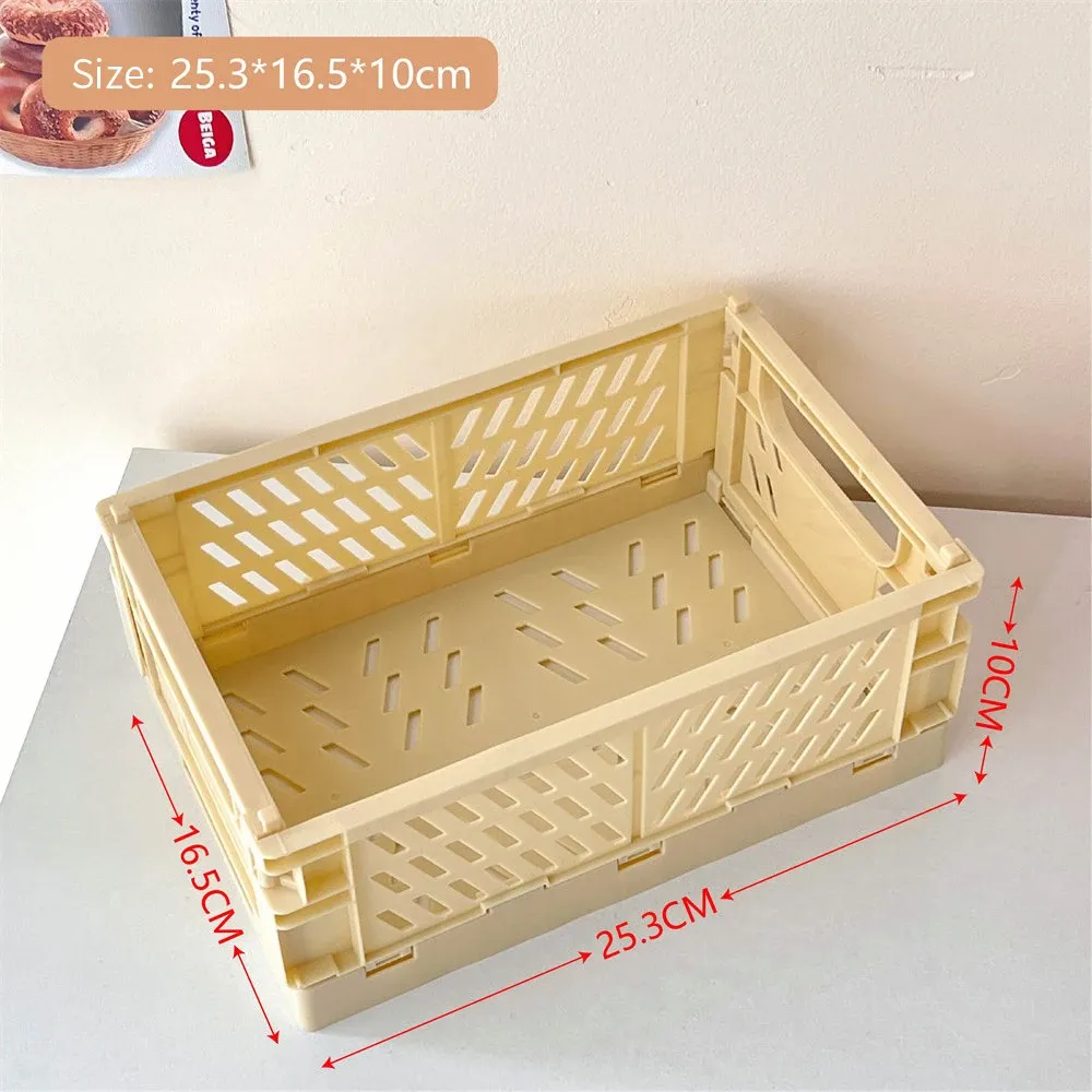 Caisse de rangement pliable en plastique, panier pliable empilable, boîte de rangement portable pour maquillage, bijoux et jouets 17