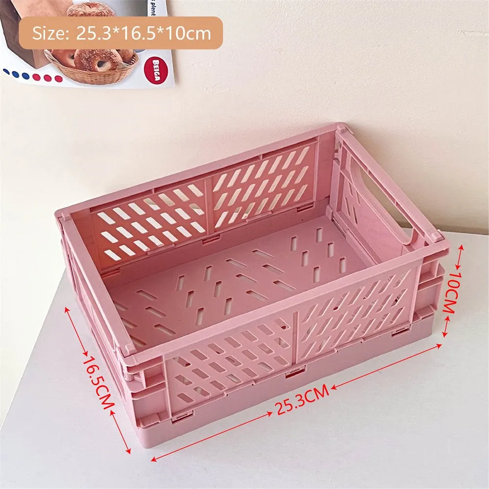 Caisse de rangement pliable en plastique, panier pliable empilable, boîte de rangement portable pour maquillage, bijoux et jouets 18