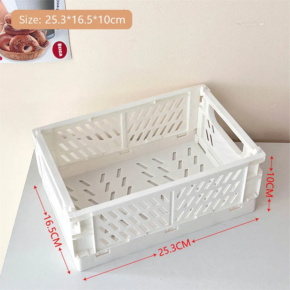 Caisse de rangement pliable en plastique, panier pliable empilable, boîte de rangement portable pour maquillage, bijoux et jouets 12