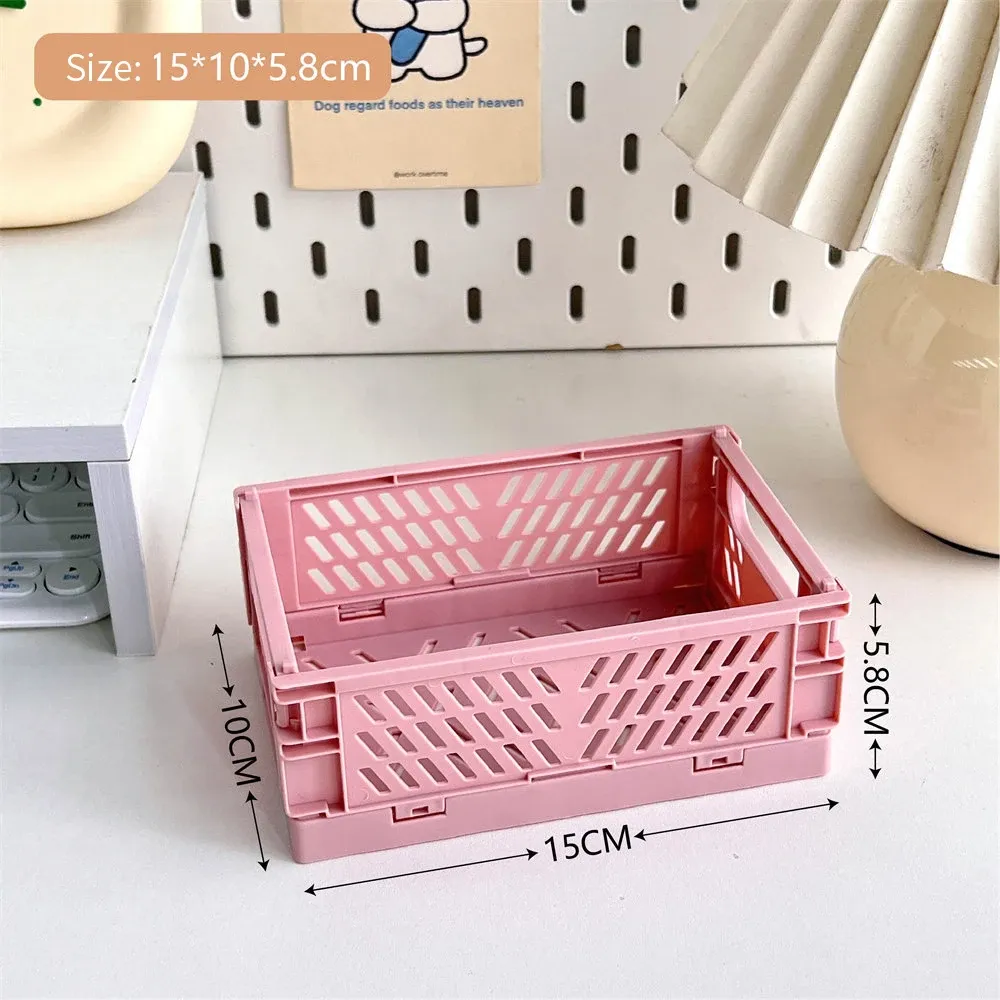 Caisse de rangement pliable en plastique, panier pliable empilable, boîte de rangement portable pour maquillage, bijoux et jouets 8