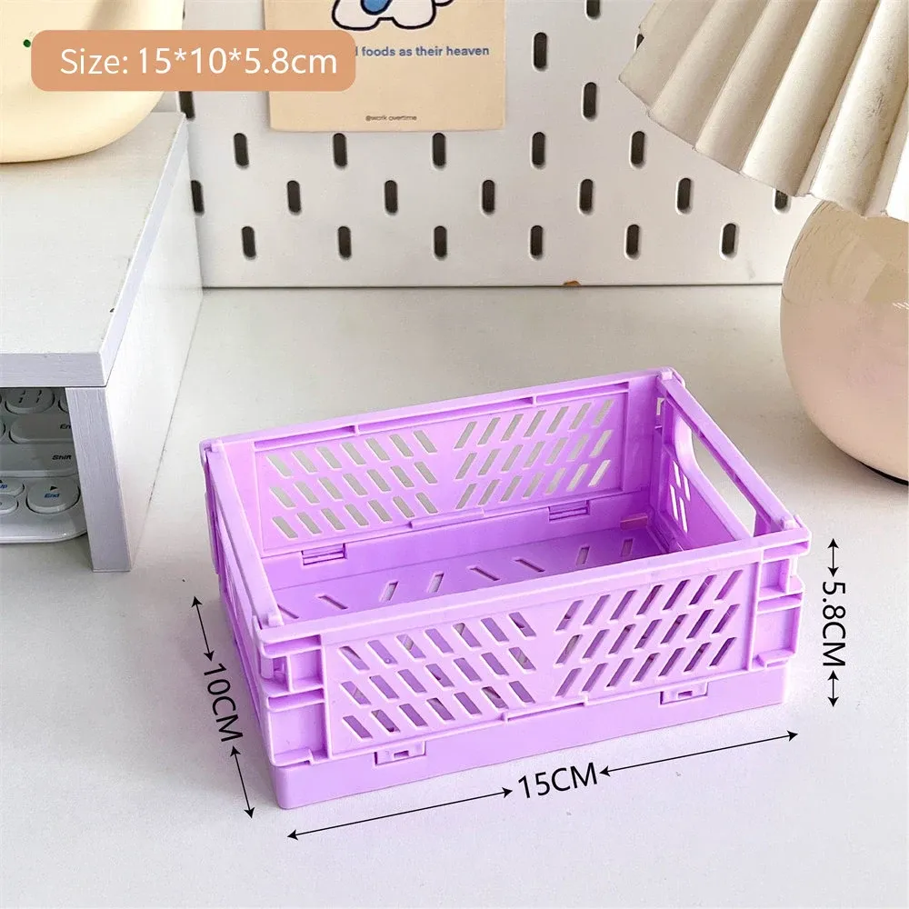 Caisse de rangement pliable en plastique, panier pliable empilable, boîte de rangement portable pour maquillage, bijoux et jouets 11