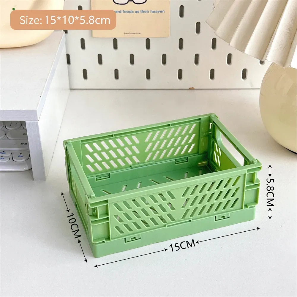 Caisse de rangement pliable en plastique, panier pliable empilable, boîte de rangement portable pour maquillage, bijoux et jouets 7