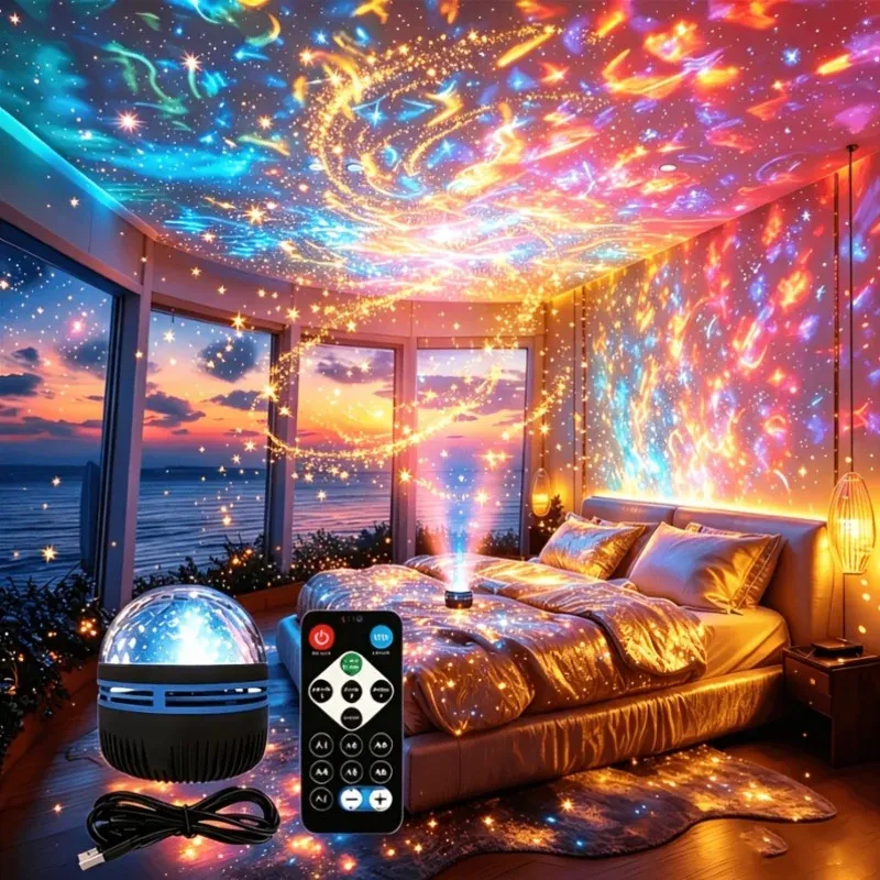 Projecteur RGB à effet vagues océaniques et ciel étoilé, veilleuse pour chambre et décoration de fête 5
