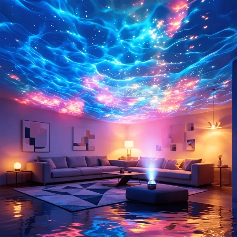 Projecteur RGB à effet vagues océaniques et ciel étoilé, veilleuse pour chambre et décoration de fête 6