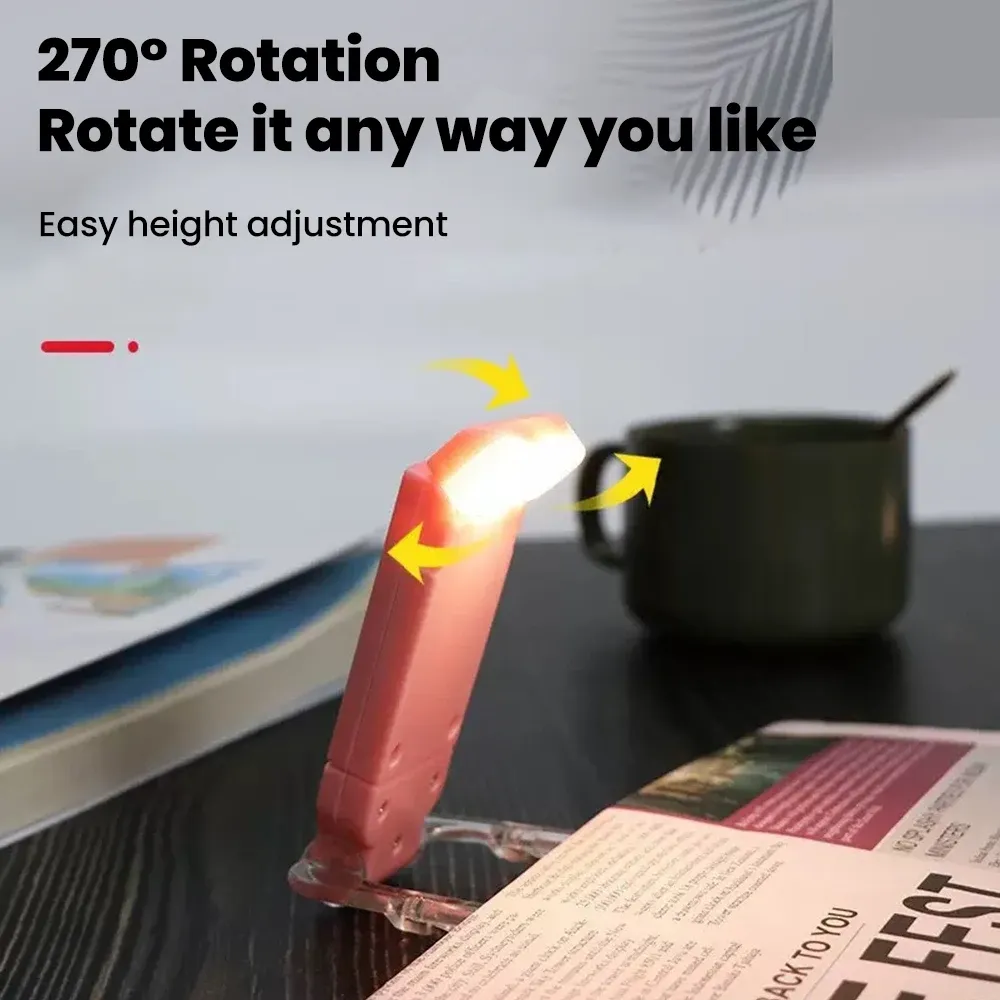 Lampe de lecture LED pliable rechargeable par USB, portable, à protection oculaire, 3 couleurs de lumière et luminosité réglable 3