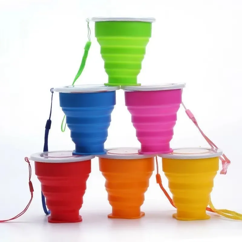 Tasse pliable en silicone avec couvercle, format voyage 200 ml 2
