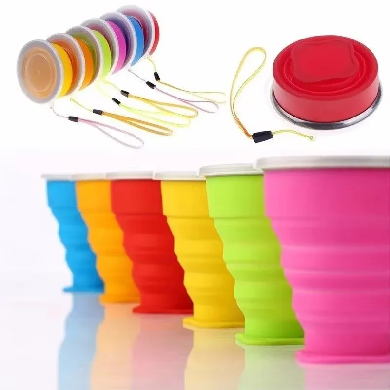 Tasse pliable en silicone avec couvercle, format voyage 200 ml - Image 1