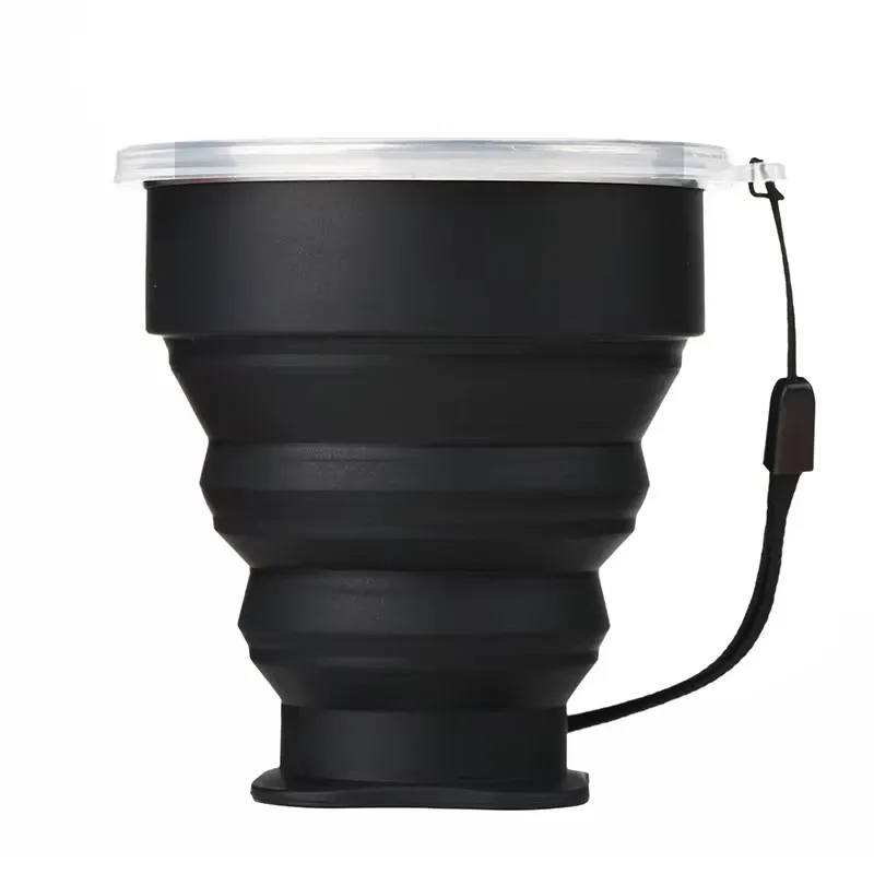 Tasse pliable en silicone avec couvercle, format voyage 200 ml 5
