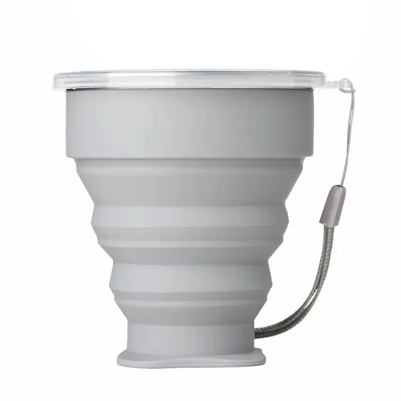 Tasse pliable en silicone avec couvercle, format voyage 200 ml 6