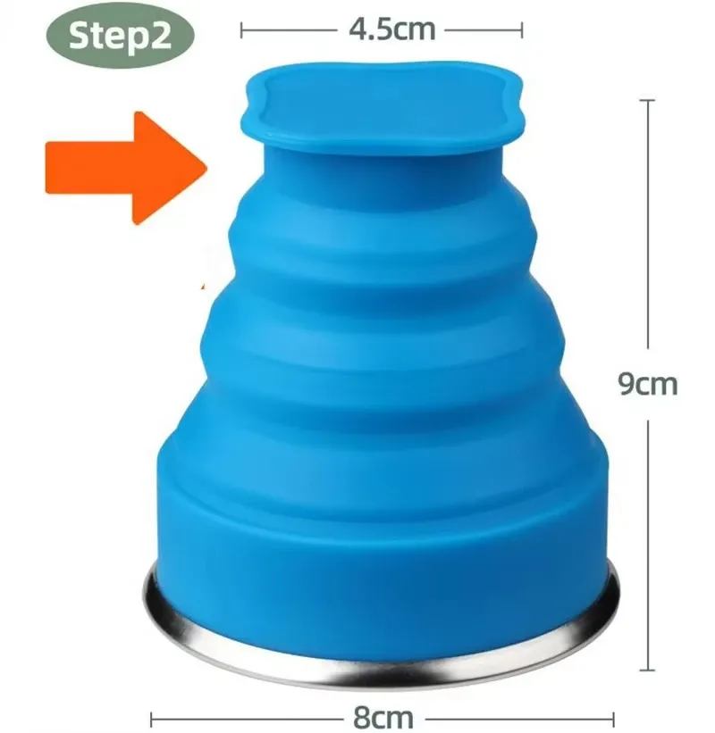 Tasse pliante en silicone, en situation