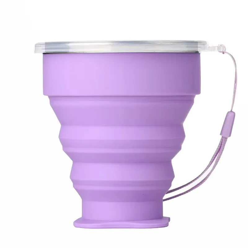 Tasse pliable en silicone avec couvercle, format voyage 200 ml 8