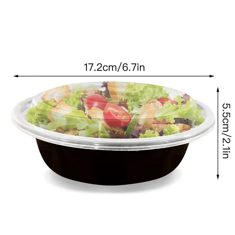 Contenants jetables ronds pour préparation de repas de 24 oz, lot de 10, avec couvercles, boîte bento, boîte-repas pour adulte, compatibles micro-ondes et congélateur 2