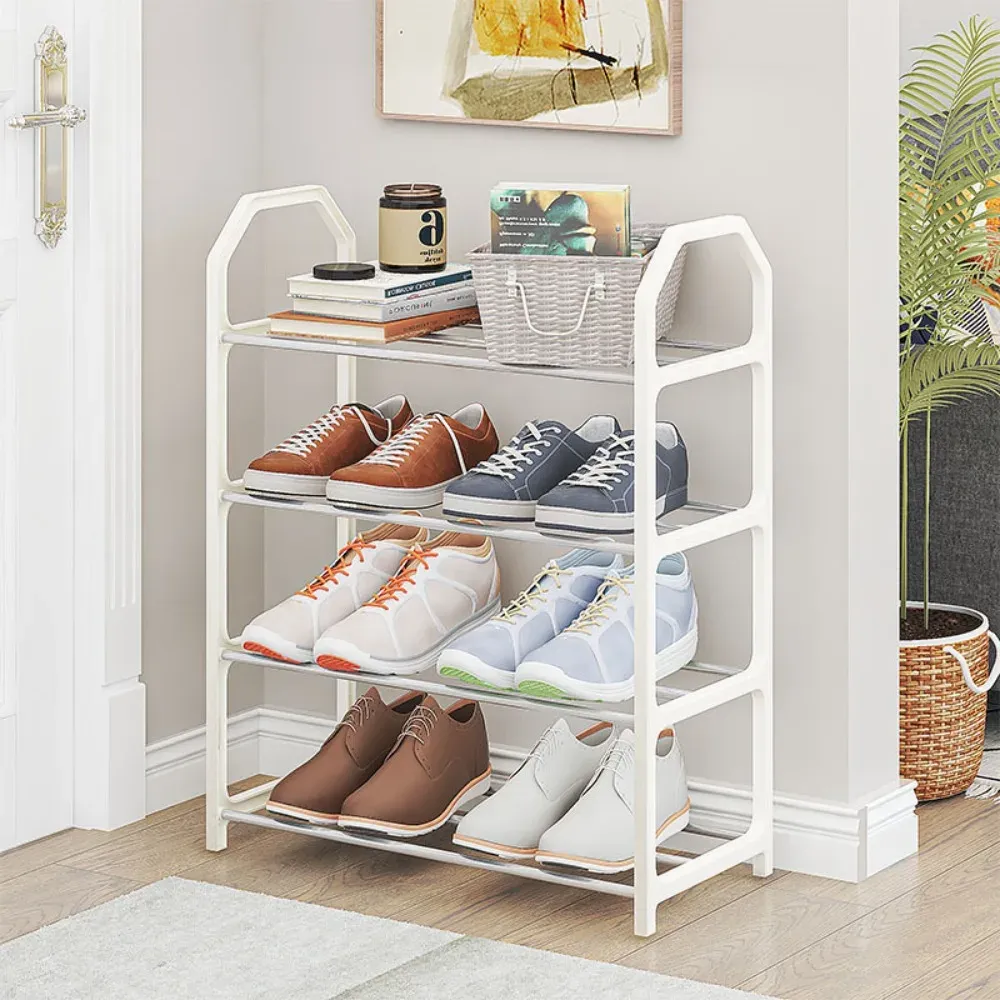 Étagère à chaussures simple en métal, vue d'ensemble