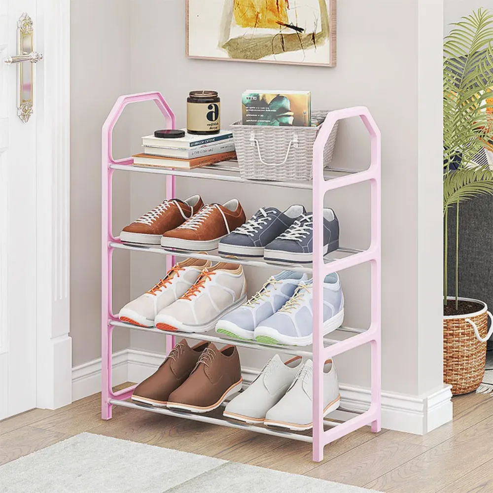 Étagère à chaussures simple en métal noir, gain de place pour salon 7