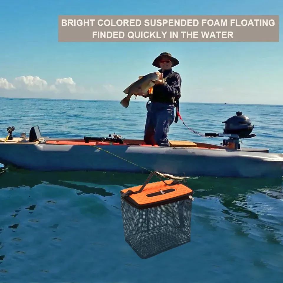 Panier de pêche flottant pliable et portable en maille 5
