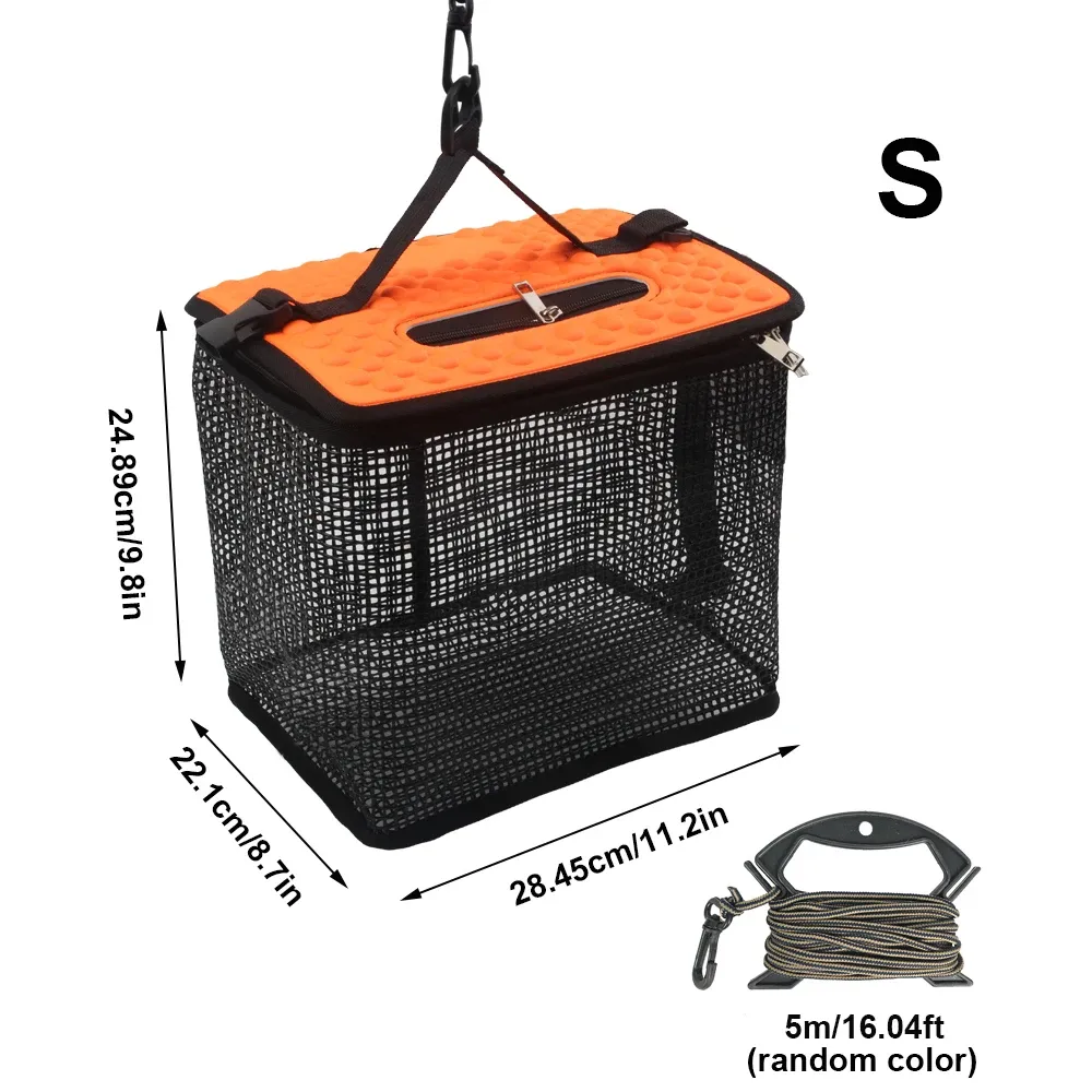 Panier de pêche flottant pliable et portable en maille 7
