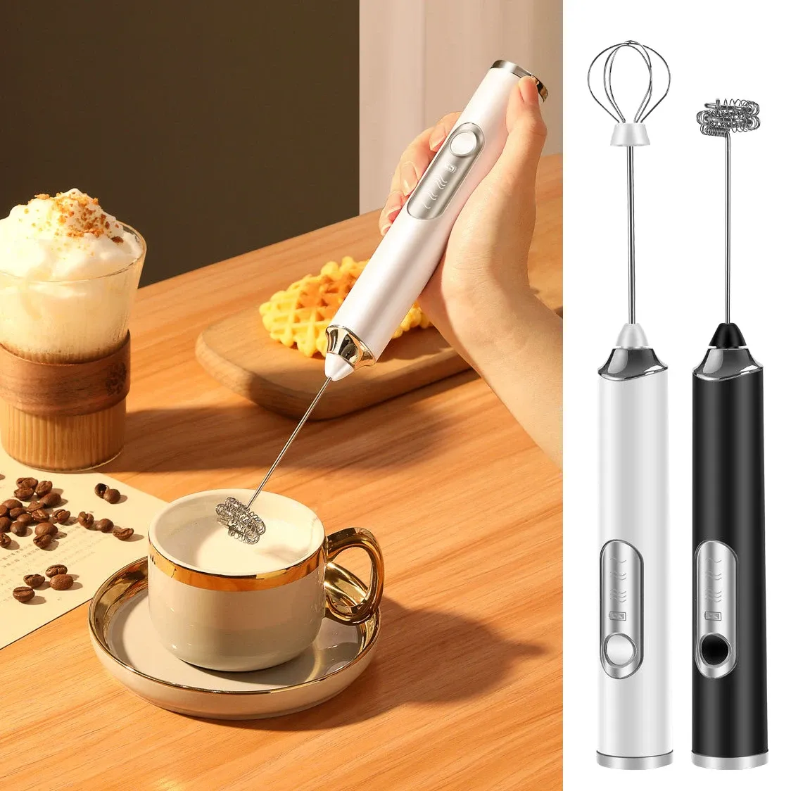 Mousseur à lait électrique sans fil rechargeable par USB, portable