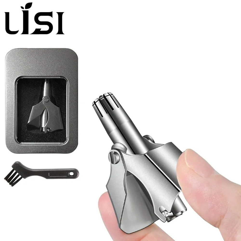 LISI Tondeuse à poils de nez et d'oreilles manuelle rotative 360° en acier inoxydable, lavable et portable