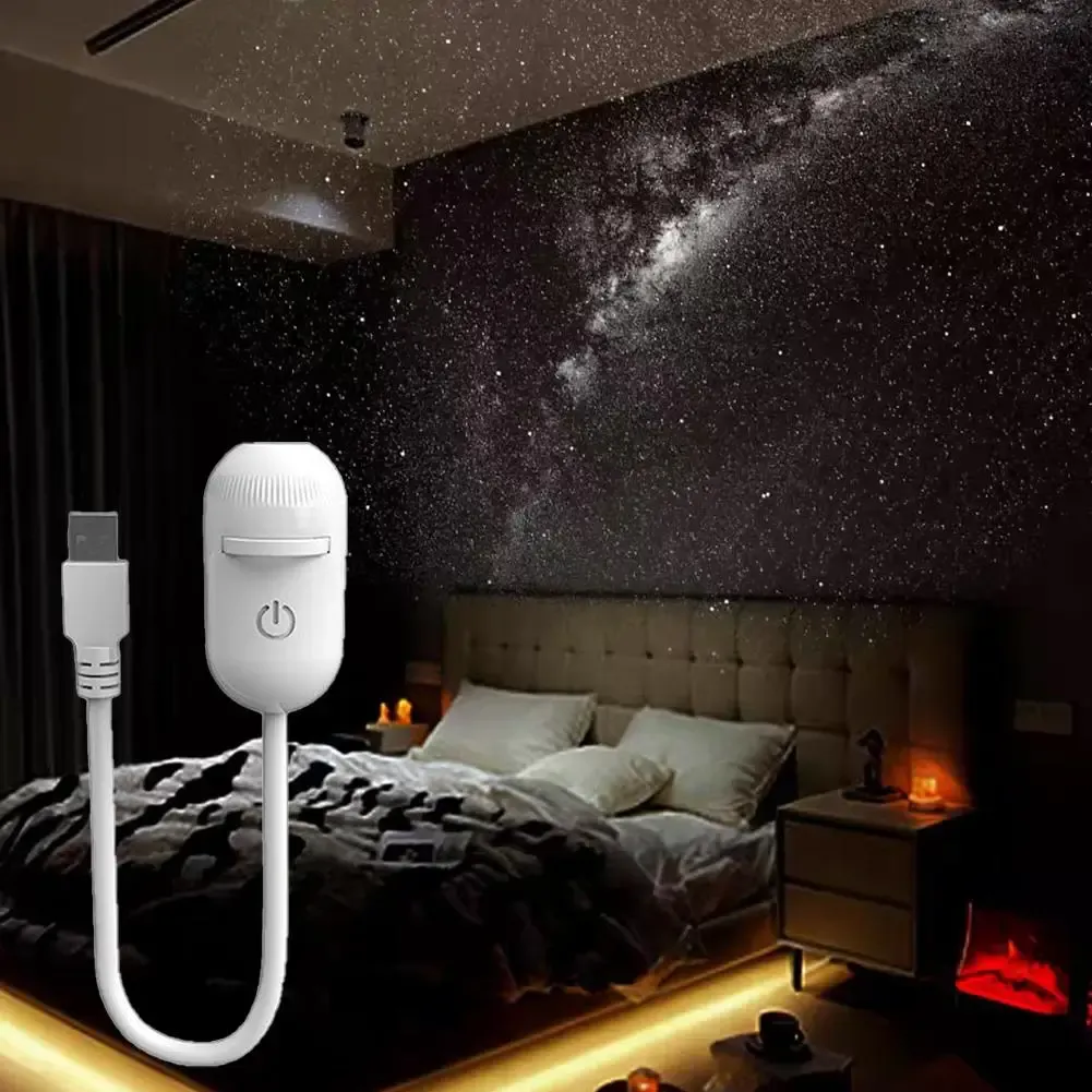 Projecteur de Galaxie USB 2-en-1 Mini Galaxy 360 avec Lampe d'Ambiance LED Rotative Ciel Étoilé Saturne