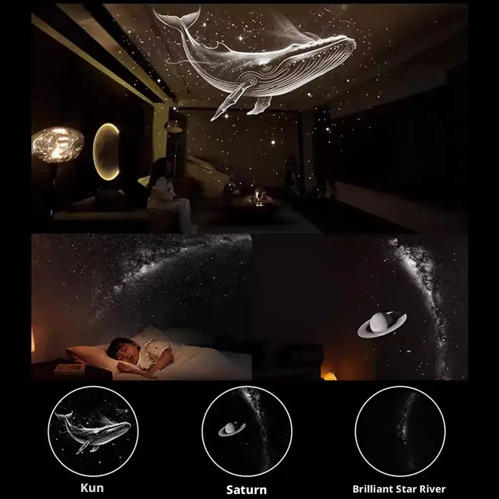 Projecteur de Galaxie USB 2-en-1 Mini Galaxy 360 avec Lampe d'Ambiance LED Rotative Ciel Étoilé Saturne 3