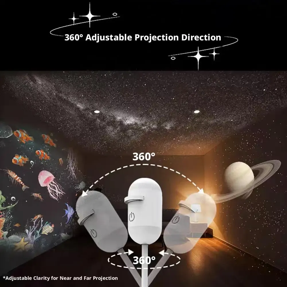 Projecteur de Galaxie USB 2-en-1 Mini Galaxy 360 avec Lampe d'Ambiance LED Rotative Ciel Étoilé Saturne 5