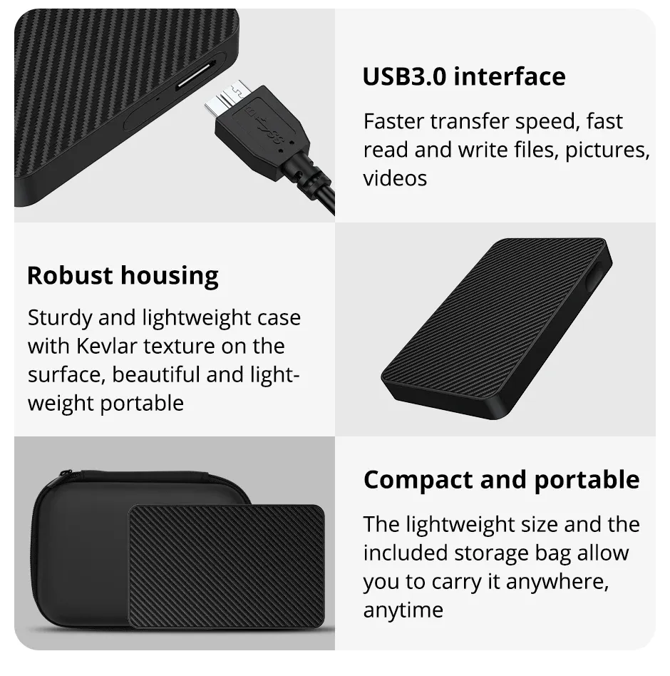Disque dur externe portable, connectique