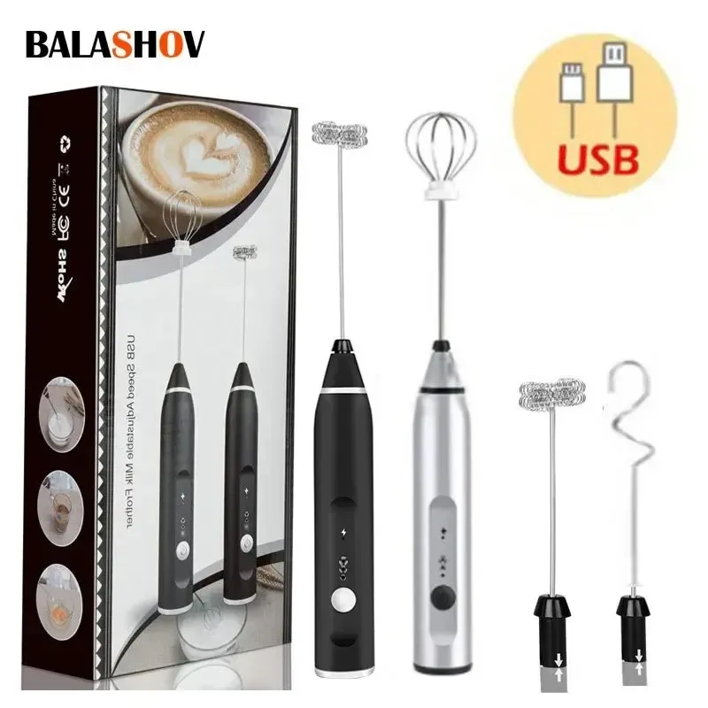 Mousseur à lait électrique portable rechargeable par USB, mini fouet à main pour cappuccino, café et crème 1