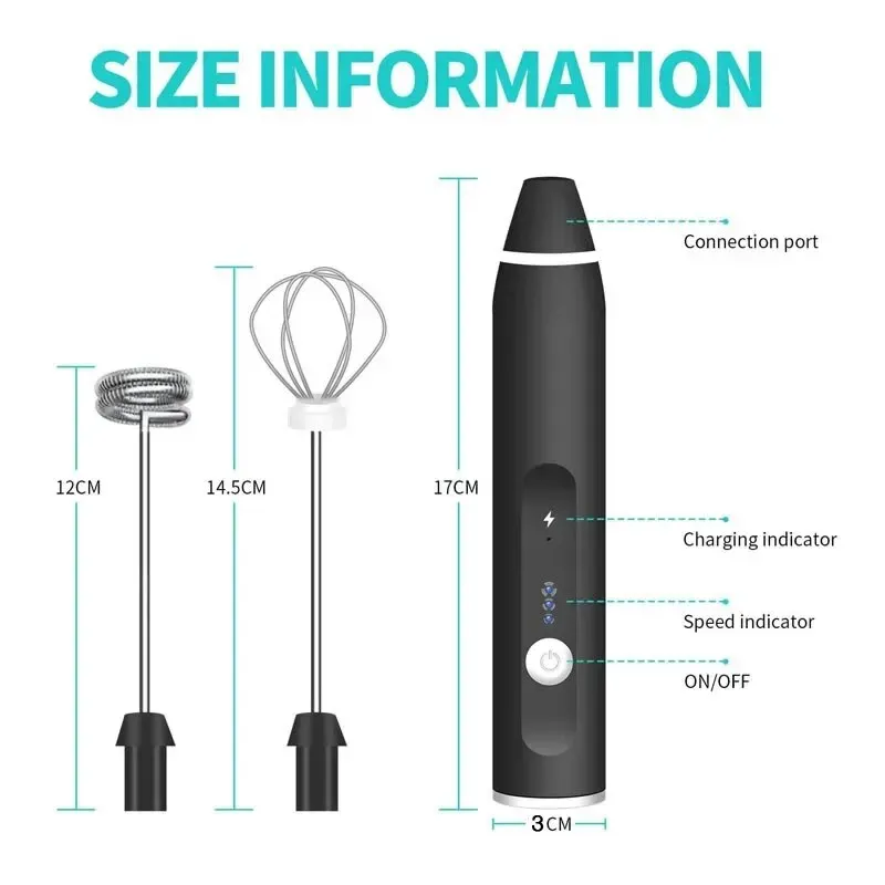 Mousseur à lait électrique portable rechargeable par USB, mini fouet à main pour cappuccino, café et crème 5