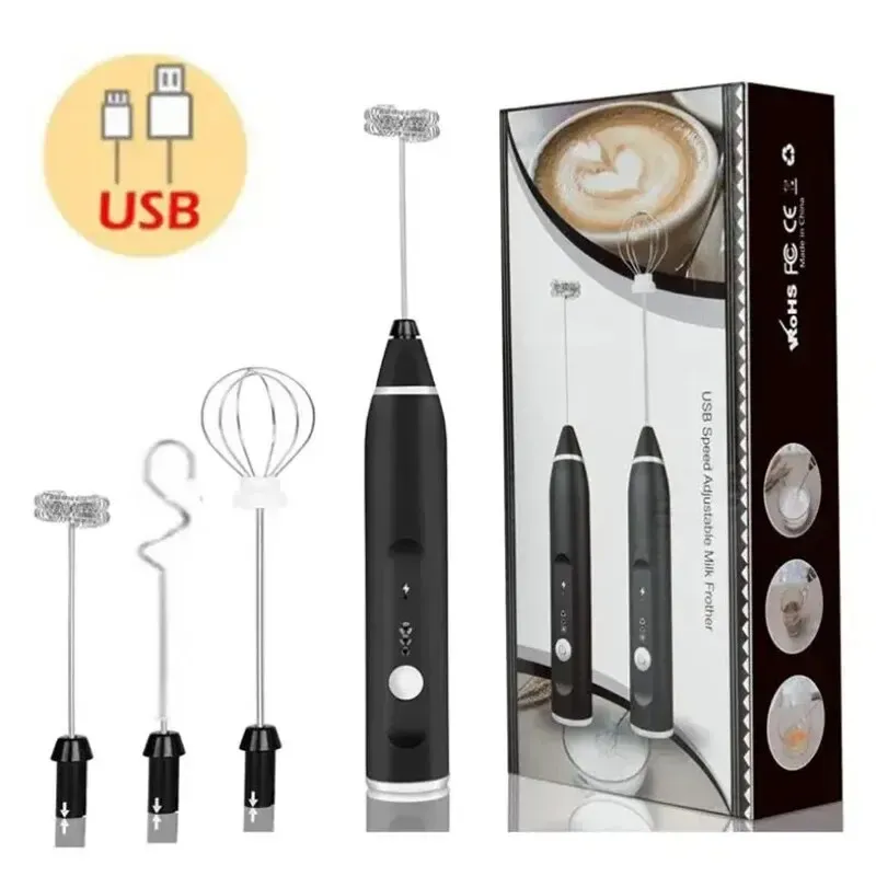 Mousseur à lait électrique portable rechargeable par USB, mini fouet à main pour cappuccino, café et crème 7