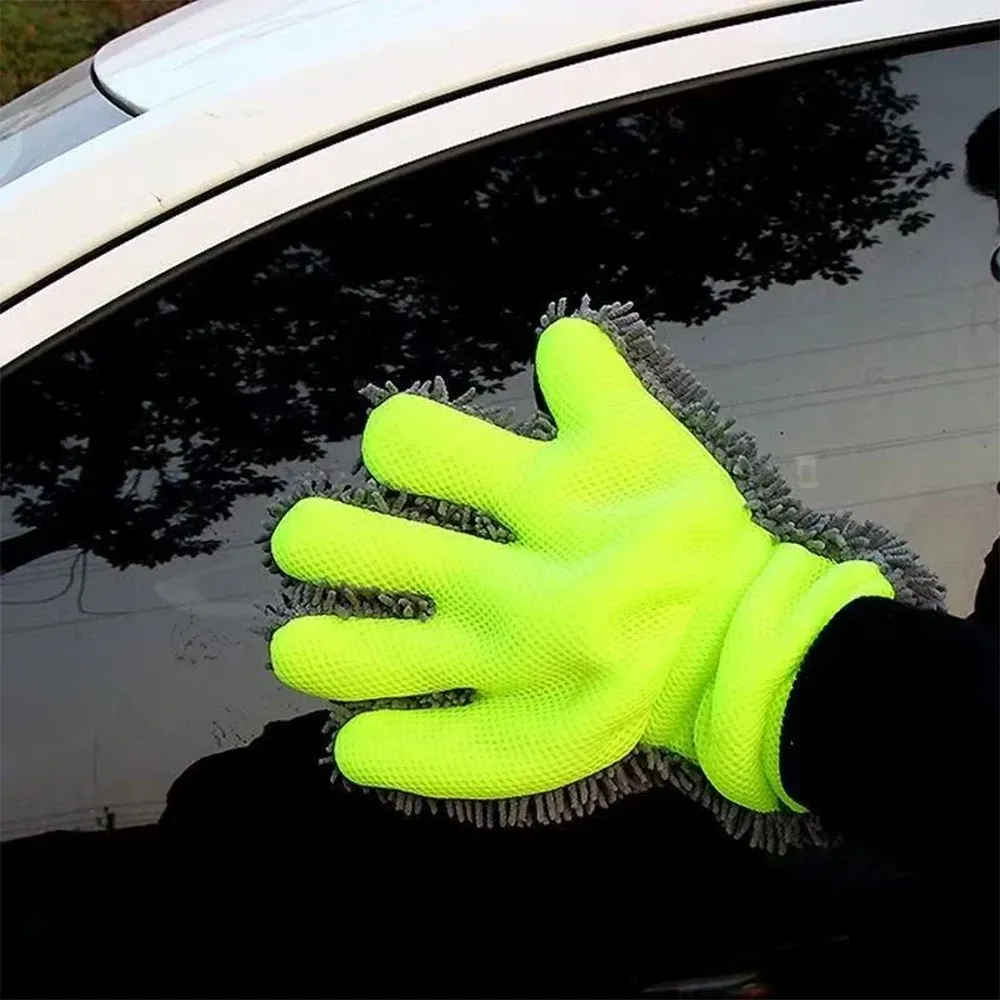 Gant de lavage pour voiture en microfibre chenille, double face, sans rayures 2