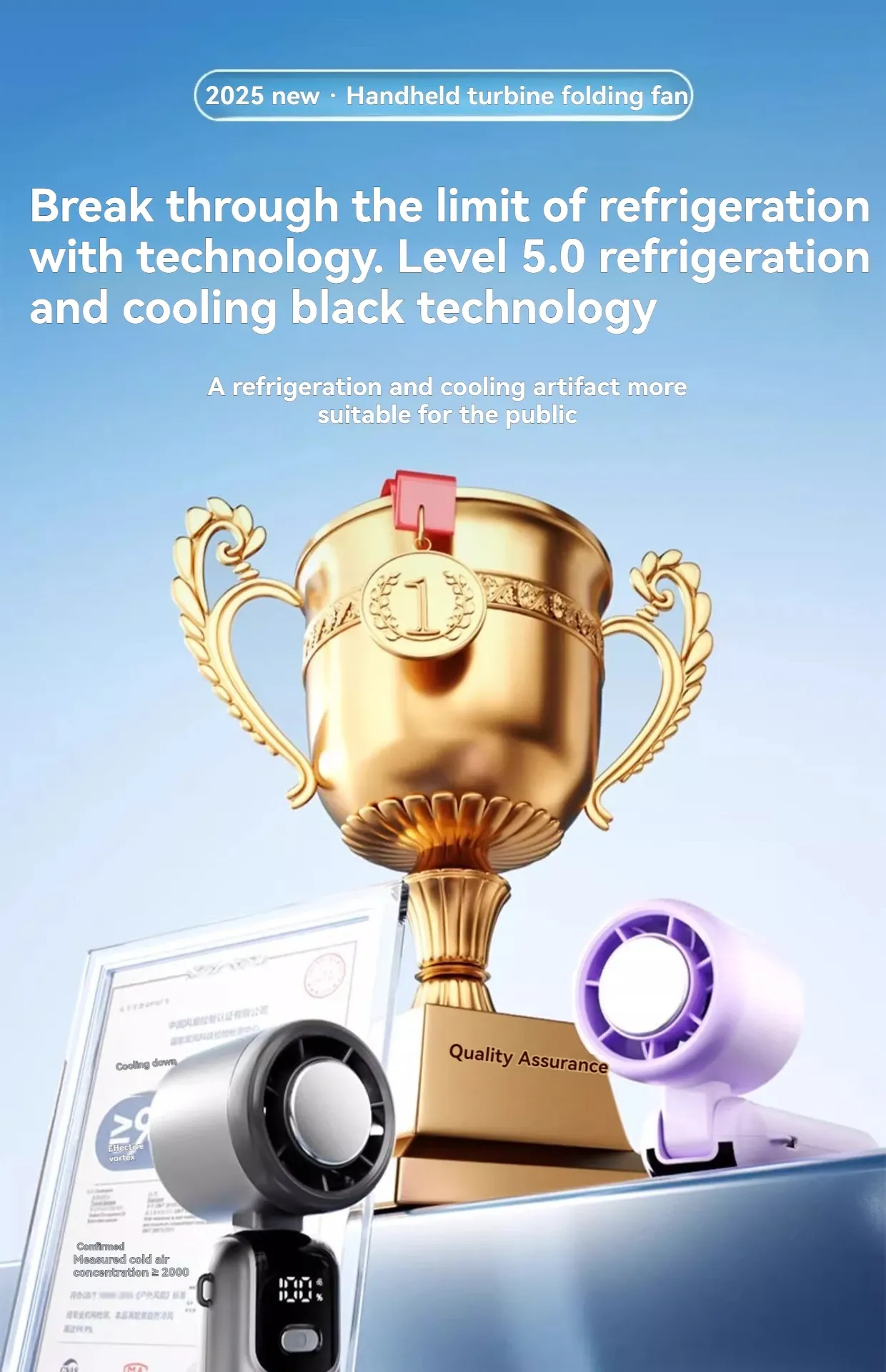 Vue détaillée du ventilateur portable pliable