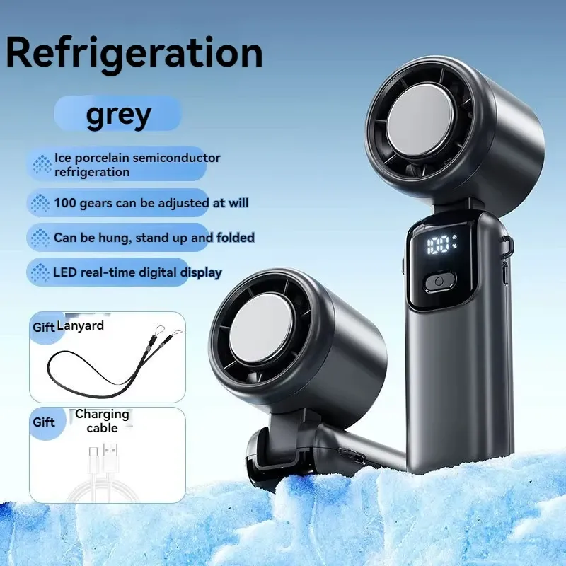 Ventilateur portable pliable, à suspension, haute vitesse, réglable en continu, pour le cou et l'extérieur 8